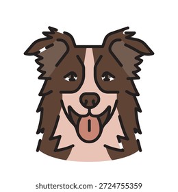 ícone de linha preta border collie para projetos digitais e de impressão. Raça canina. Ícones mínimos de limpeza para aplicativos e sites. Ícones simples modernos para UI UX e branding