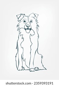 Borde Collie raza de perros línea vectorial animal arte de una línea esbozo