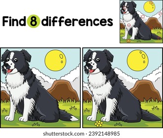 Borde Perro Collie Encontrar Las Diferencias