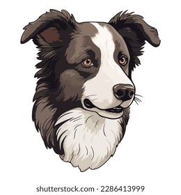 Border Collie Dog Flat Icon Isolated On White Background