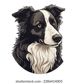 Border Collie Dog Flat Icon Isolated On White Background