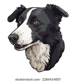 Border Collie Dog Flat Icon Isolated On White Background