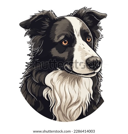 Border Collie Dog Flat Icon Isolated On White Background