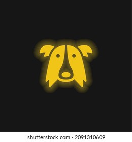 Border Collie Dog Head yellow glowing neon icon