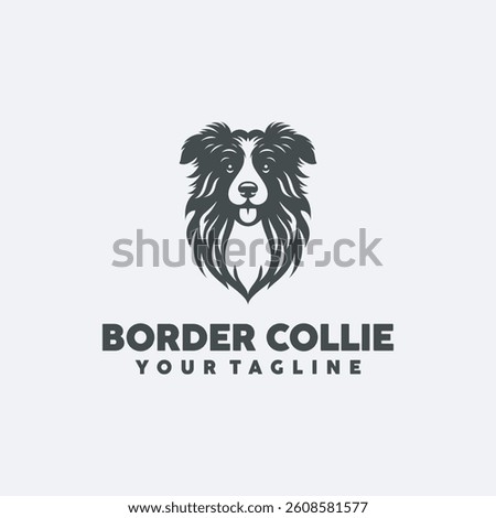 border collie dog logo illustration ink drawing style