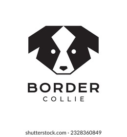 border collie dog pets polygonal modern minimal mascot logo vector icon illustration