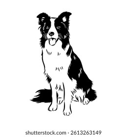 Border Collie Dog Vector isolated on white background, Dog Silhouettes.