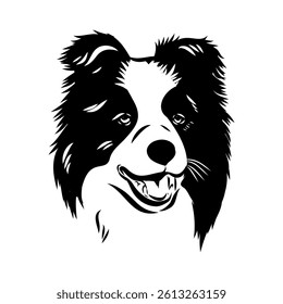 Border Collie Dog Vector isolated on white background, Dog Silhouettes.