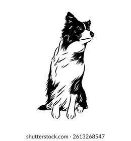 Border Collie Dog Vector isolated on white background, Dog Silhouettes.