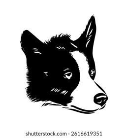 Border Collie Dog Vector isolated on white background, Dog Silhouettes.