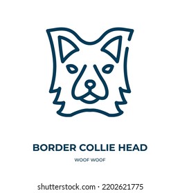 Border collie head icon. Linear vector illustration from woof woof collection. Outline border collie head icon vector. Thin line symbol for use on web and mobile apps, logo, print media.
