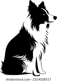 Border Collie | Minimalist and Simple Silhouette - Vector illustration