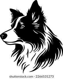 Border Collie outline only, dog head, vector illustration, black color, vector image