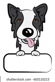 Border Collie with a sign, vector illustration