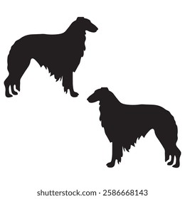 Border Collie Silhouette, Borzois illustration, Boxer doga icon Silhouette, Bobcat Silhouette illustration