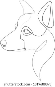 Border Collie Vektor Dog Porträt. Kontinuierliche Linie. Hundezeilenzeichnung