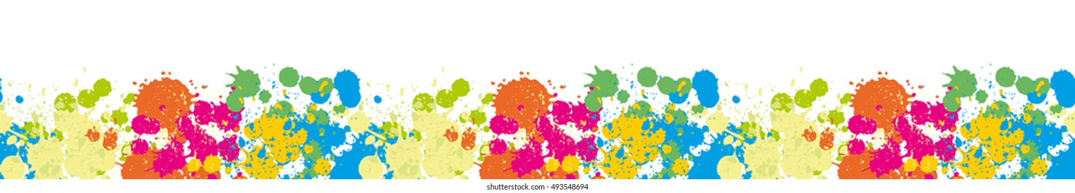 Border Colored blots on the white background seamless pattern  Blue Spot  Green Stain Pink Smudge Orange Blot Yellow Smear Dab and blotch seamless wallpaper Holidays Holi Festive backdrop