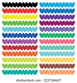 Borde de corazones coloreados arriba y abajo, ropa de corazones