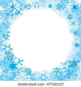 border from colored snowflakes, light color, template for congratulations