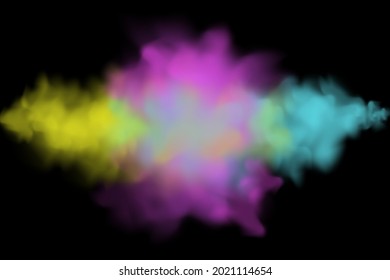 Border Of Colorful Smoke Pattern In Black Background. Isolate Of Png Smoke Of Fire. Smog Of Water Steam Which Isolated On Black Background. It Also Can Use For Holy Festive In Vector Illustration