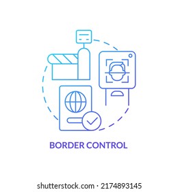 Border control blue gradient concept icon. Biometric technology application abstract idea thin line illustration. Security checkpoints. Isolated outline drawing. Myriad Pro-Bold font used