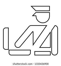 Border control concept Customs officer check baggage Detailed luggage control Baggage control sign icon black color outline vector illustration flat style simple image
