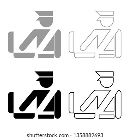 Border control concept. Customs officer checking baggage, luggage control.  Baggage control sign icon set. black color vector illustration flat style simple image