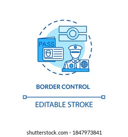 Border control concept icon. Special biometrics place to use. Digital people recognition system idea thin line illustration. Vector isolated outline RGB color drawing. Editable stroke