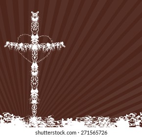 Border created by hearts and crosses -Religious Border 
