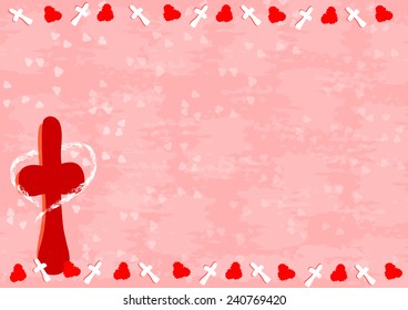 Border created by hearts and crosses-Vector illustration
