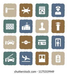 Border Crossing Icons. Grunge Color Flat Design. Vector Illustration. 