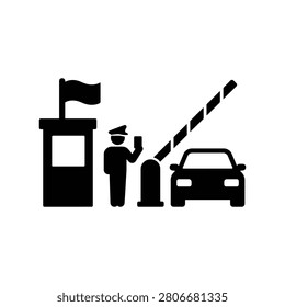 Border Crossing Travel Checkpoint Solid Silhouette Icon Design Collection
