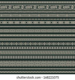 Border decoration elements patterns in black and white colors. Most popular ethnic border in one mega pack set collections. Vector illustrations. Could be used as divider, frame, etc 