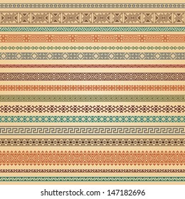 Border decoration elements patterns in different colors. Most popular ethnic border in one mega pack set collections. Vector illustrations. Could be used as divider, frame, etc