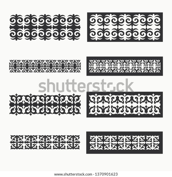 Border decoration elements patterns.\
Most kazakh ethnic border in one mega pack set collections. Vector\
illustrations. Could be used as divider, frame,\
etc.