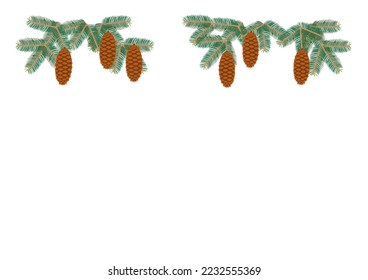 Border decoration of spruce branches with corns