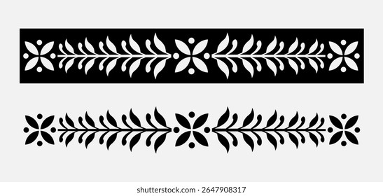 Border Decorative Design Element Divider Branch With Flower Vector Illustration