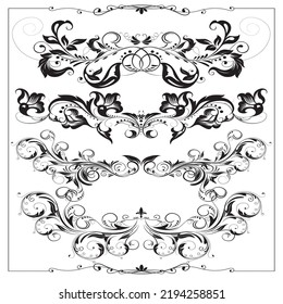 border decorative elements vintage symmetrical curved floral shapes