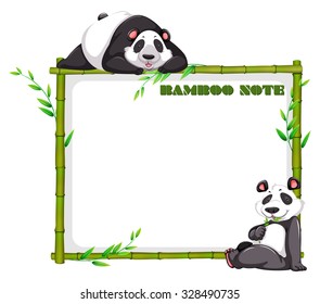 Border design with bamboo and panda illustration