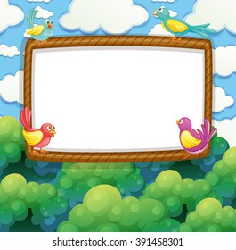 Border design with birds on the tree illustration