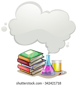 Border design with books and science equipment illustration