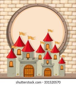 Border design with castle towers illustration