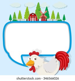 Border design with chicken and farm illustration