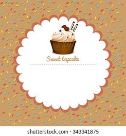 Border design with coffee cupcake illustration