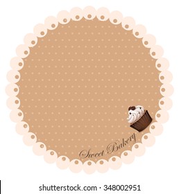 Border design with coffee cupcake illustration