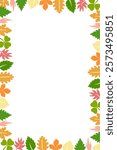 Border design concept of different color leaves decorated as frame isolated on white background - vector illustration