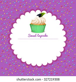 Diseño de borde con ilustración de cupcake
