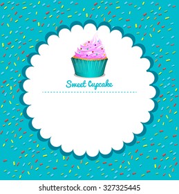 Diseño de borde con ilustración de cupcake