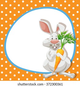 Border design with cute rabbit and carrot illustration