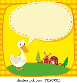 Border design with duck and barns illustration